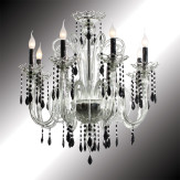 "Vittoria" lustre en verre de Murano cristal et noir 8 lumières