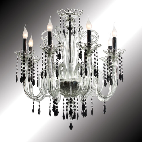 "Vittoria" crystal and black Murano glass chandelier