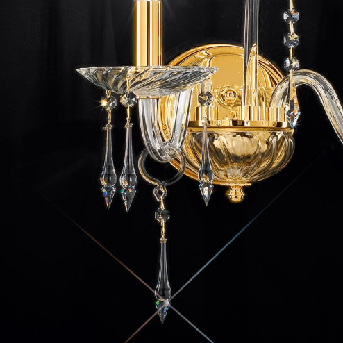 "Amadeo" venetian crystal wall sconce - 2 lights - transparent with Swarovski pendants