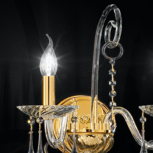 "Amadeo" applique vénitienne en cristal -2  lumières - transparent avec Swarovski pendentifs