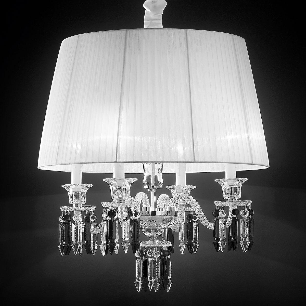 "Cima" venetian crystal pendant light - 4 lights - transparent with lampshades