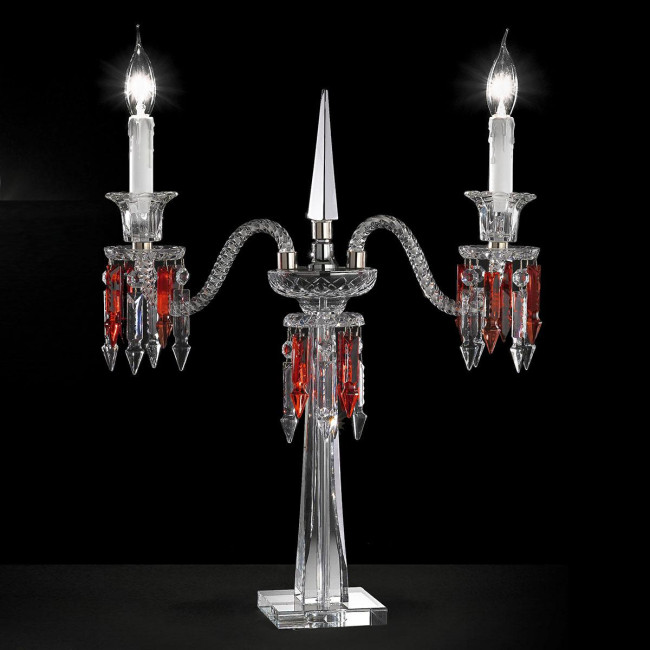 "Cima" venetian crystal table lamp - 2 lights - transparent