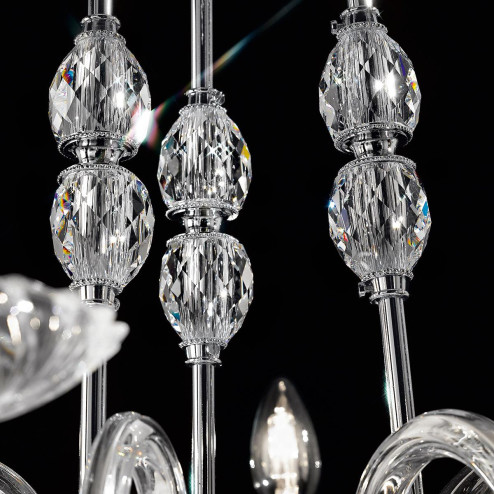 "Gentileschi" lustre vénitienne en cristal - 6 lumières - transparent avec Swarovski pendentifs