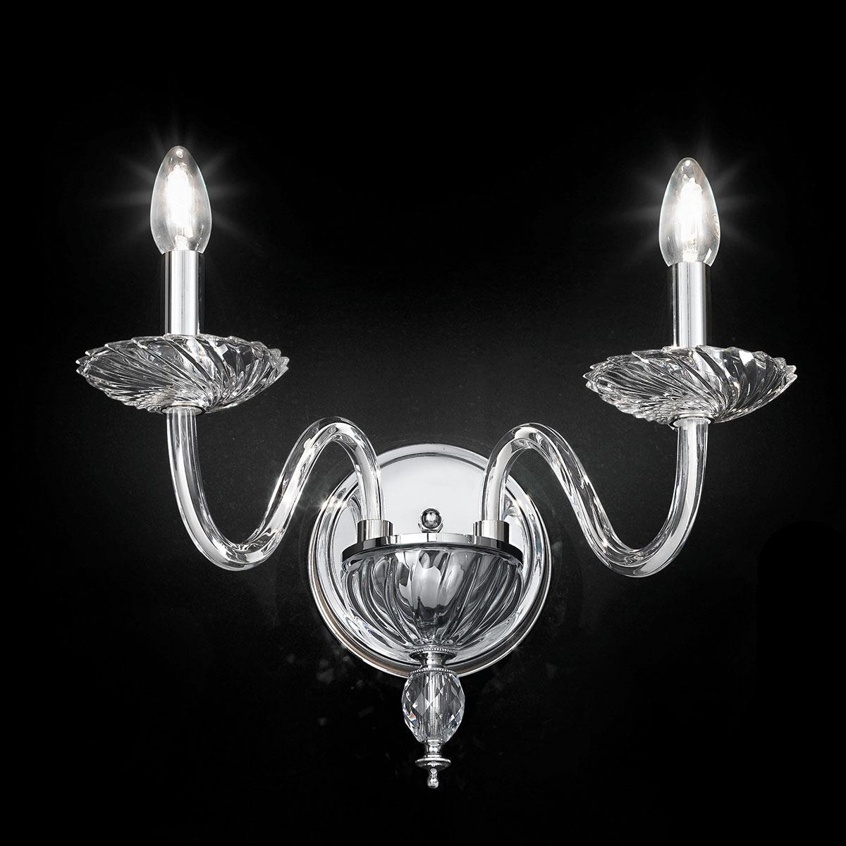 "Gentileschi" applique vénitienne en cristal - 2 lumières - trasparent avec Swarovski pendentifs