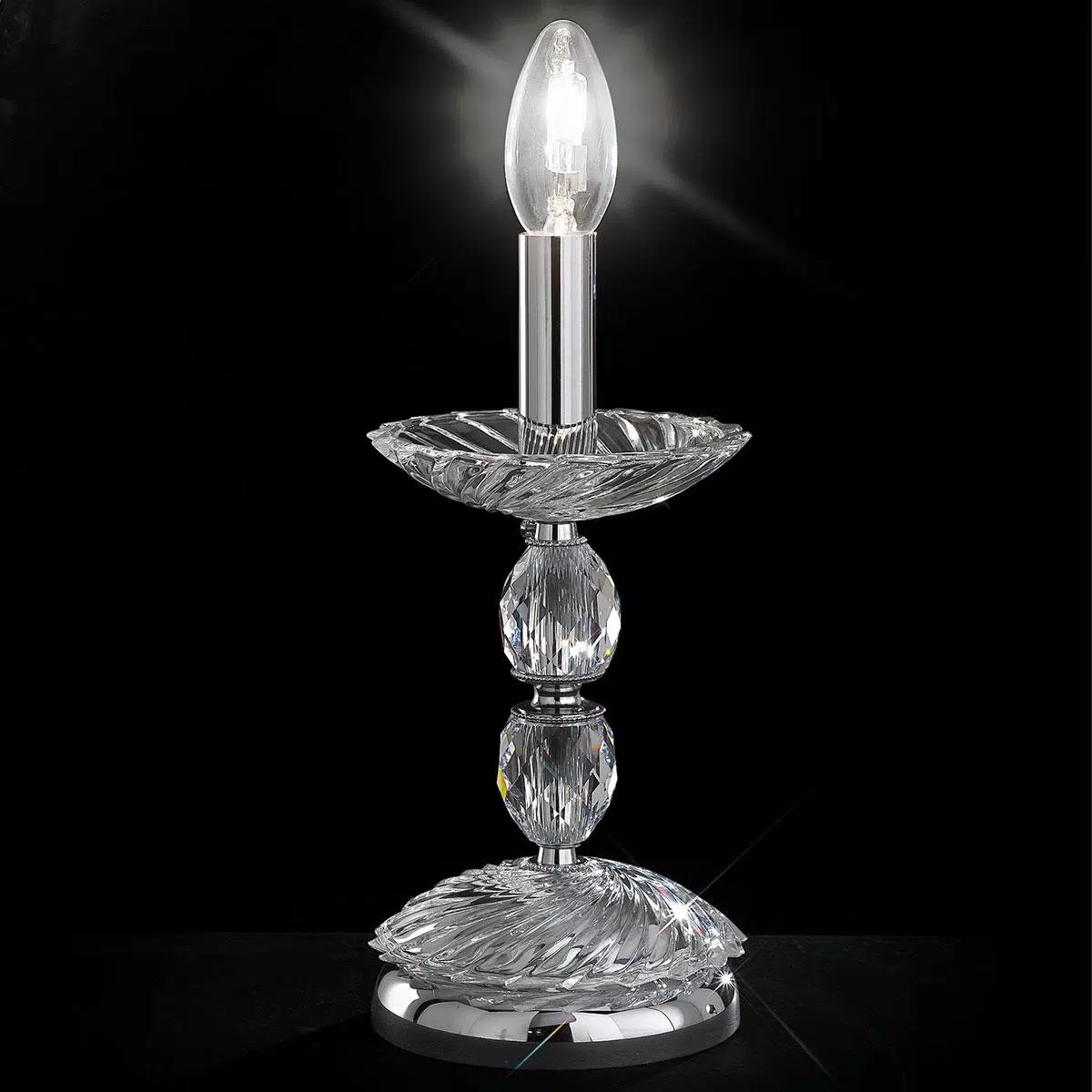 "Gentileschi" lampe de chevet vénitienne en cristal - 1 lumière - transparent avec Swarovski pendentifs