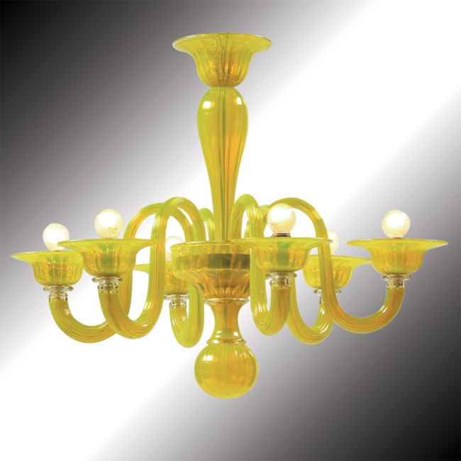 "Limone" 6 lights yellow Murano glass chandelier