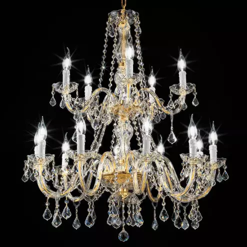 "Botticelli" large venetian crystal chandelier - 10+5  lights - transparent with Asfour venetian crystal
