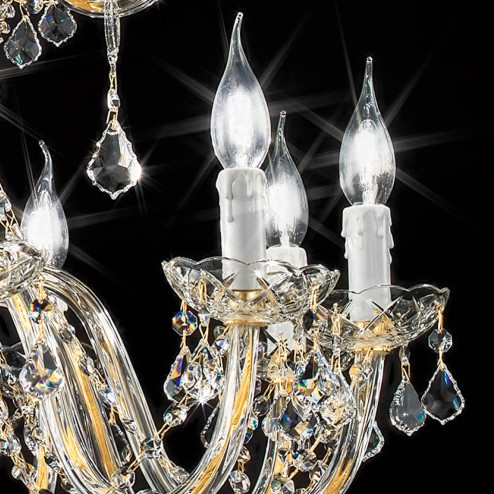 "Botticelli" large venetian crystal chandelier - 10+5  lights - transparent with Asfour venetian crystal