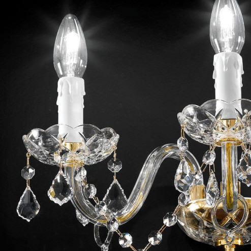 "Botticelli" venetian crystal wall sconce - 3 lights - transparent with Asfour venetian crystal