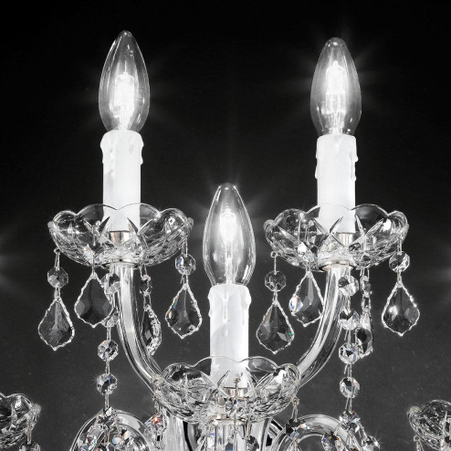 "Botticelli" venetian crystal wall sconce - 3+2 lights - transparent with Asfour venetian crystal