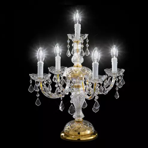 "Botticelli" venetian crystal table lamp - 4+1 lights - transparent with Asfour venetian crystal