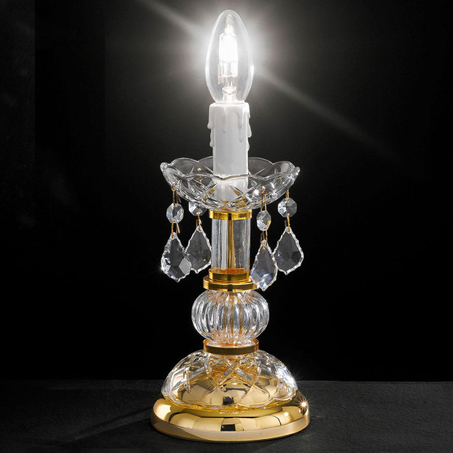 "Botticelli" venetian crystal bedside lamp - 1 light - transparent with Asfour venetian crystal