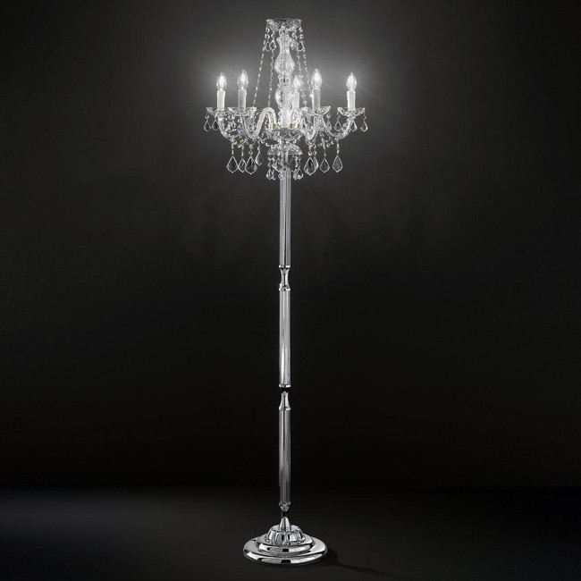"Botticelli" lampara de pie veneciana en cristal - 5 luces - transparente con cristal Asfour