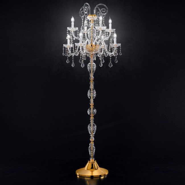 "Veronese" venetian crystal floor lamp - 4+4 lights - transparent with Asfour venetian crystal