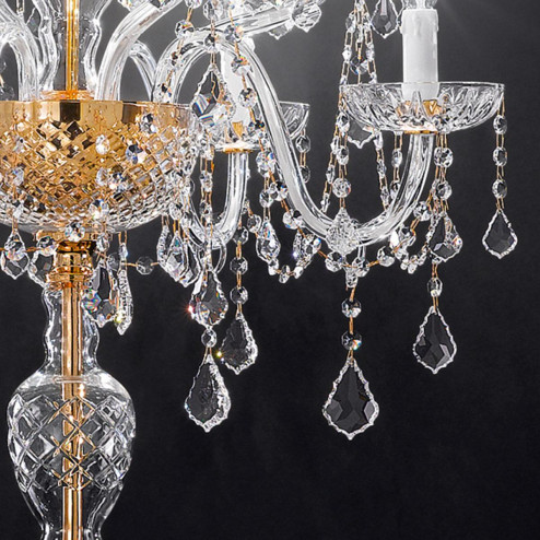 "Veronese" lampara de pie veneciana en cristal - 4+4 luces - transparente con cristal Asfour