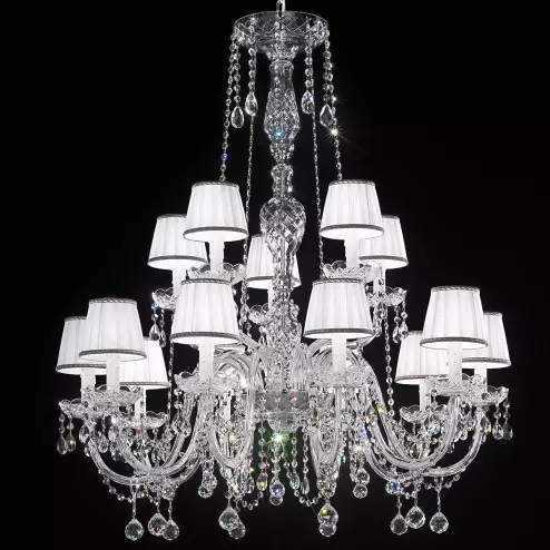 "Barbieri" lampara veneciana en cristal con pantallas - 10+5 luces - transparente con cristal Asfour
