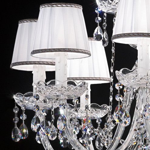 "Barbieri" venetian crystal chandelier with lampshades - 10+5 lights - transparent with Asfour venetian crystal