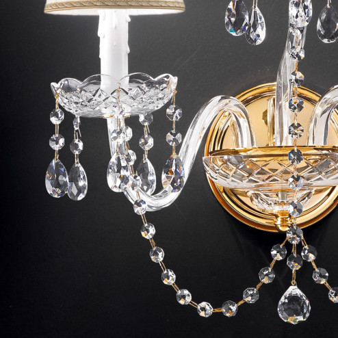 "Barbieri" venezianischer kristall wandleuchte - 2+1 flammig - transparent mit kristal Asfour