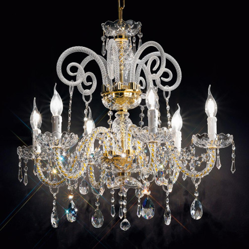 "Signorini" venetian crystal chandelier - 6 lights - transparent with Asfour venetian crystal