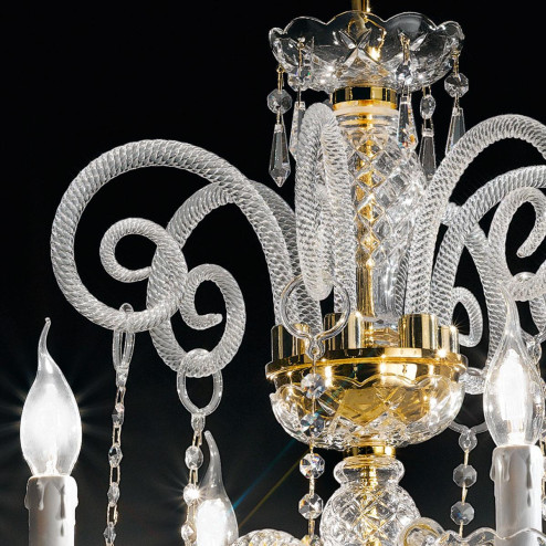 "Signorini" venetian crystal chandelier - 6 lights - transparent with Asfour venetian crystal