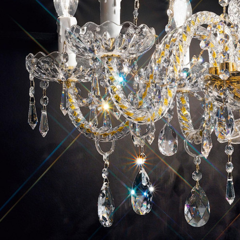 "Signorini" lustre vénitienne en cristal - 6 lumières - transparent avec Asfour cristal