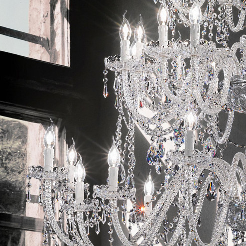 "Signorini" large venetian crystal chandelier - 16+16+8+4 lights - transparent with Asfour venetian crystal