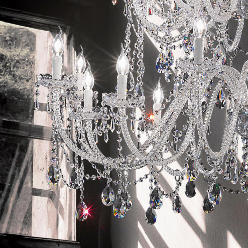 "Signorini" araña grande en cristal veneciano - 16+16+8+4 luces - transparent con cristal Asfour