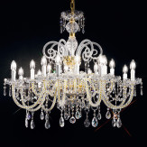 "Signorini" grand lustre vénitienne en cristal - 8+8 lumières - transparent avec Asfour cristal