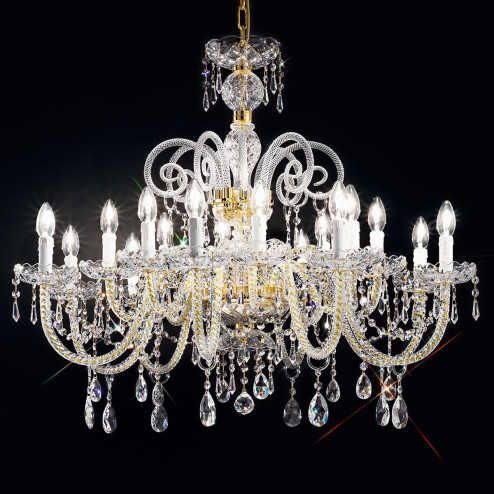 "Signorini" large venetian crystal chandelier - 8+8 lights - transparent with Asfour venetian crystal