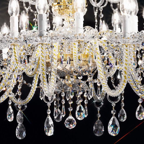 "Signorini" large venetian crystal chandelier - 8+8 lights - transparent with Asfour venetian crystal