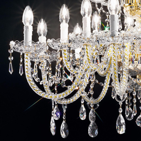 "Signorini" grand lustre vénitienne en cristal - 8+8 lumières - transparent avec Asfour cristal