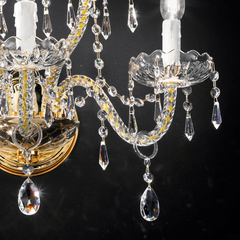"Signorini" venetian crystal wall sconce - 3+2 lights - transparent with Asfour venetian crystal