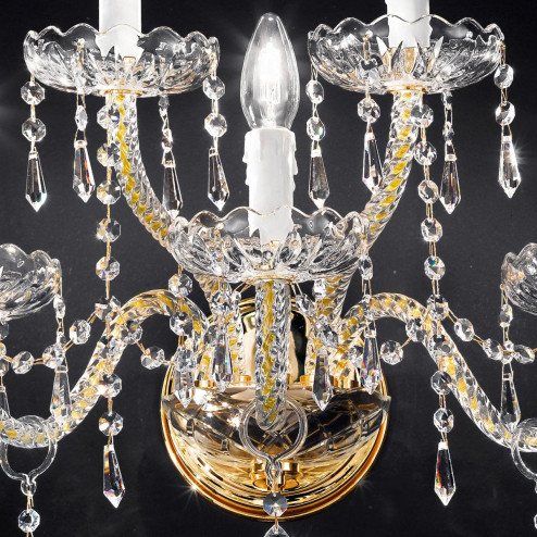 "Signorini" applique vénitienne en cristal - 3+2 lumières - transparent avec Asfour cristal 