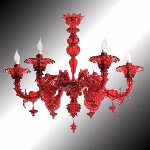 "Granato" 6 lights red Murano glass chandelier