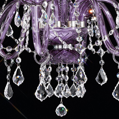 "Brindisi" lustre vénitienne en cristal - 8 lumière - violet