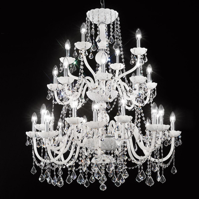 "Brindisi" large venetian crystal chandelier - 16+8+4 lights - white