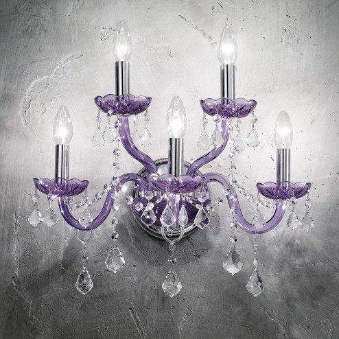"Brindisi" venezianischer kristall wandleuchte  - 3+2 flammig - violett