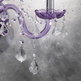 "Brindisi" aplique veneciano de pared en cristal - 3+2 luces - purpura 