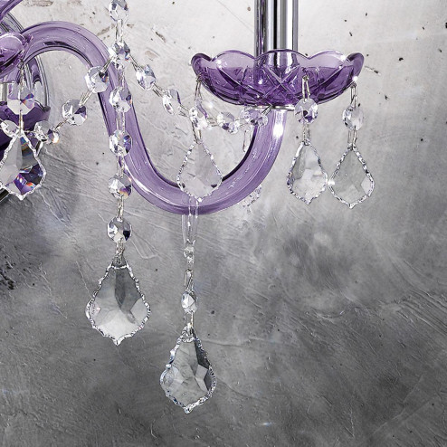 "Brindisi" applique vénitienne en cristal - 3+2 lumières - violet