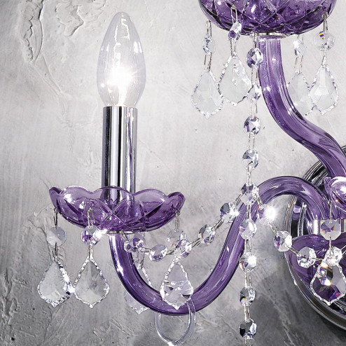 "Brindisi" venetian crystal wall sconce - 3+2 lights - purple