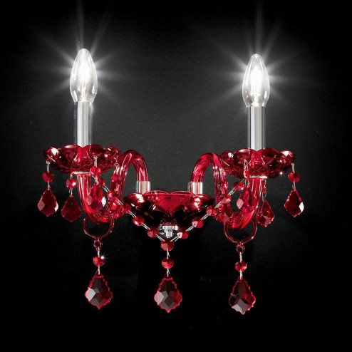 "Brindisi" applique vénitienne en cristal - 2 lumières - rouge