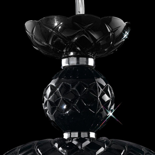 "Brindisi" lámpara colgante veneciana en cristal - 3 luces - negro con transparent colgantes