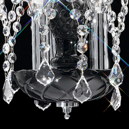 "Brindisi" venetian crystal pendant light - 3 lights - black with transparent pendants