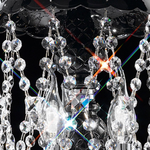 "Brindisi" suspension vénitienne en cristal - 3 lumières - noir avec transparent pendentifs