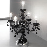 "Brindisi" lampara de sobremesa veneciana en cristal - 4+1 luces - negro con negro colgantes