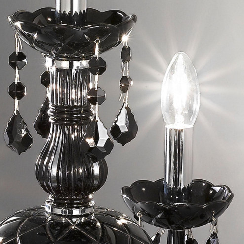 "Brindisi" venetian crystal table lamp - 4+1 lights - black with black pendants
