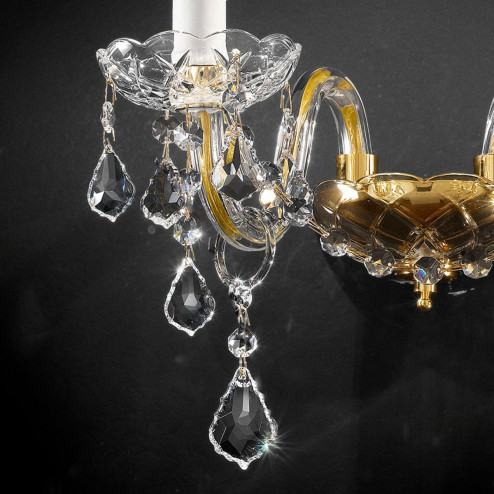 "Alfieri" venezianischer kristall wandleuchte - 2 flammig - transparent mit kristal Asfour