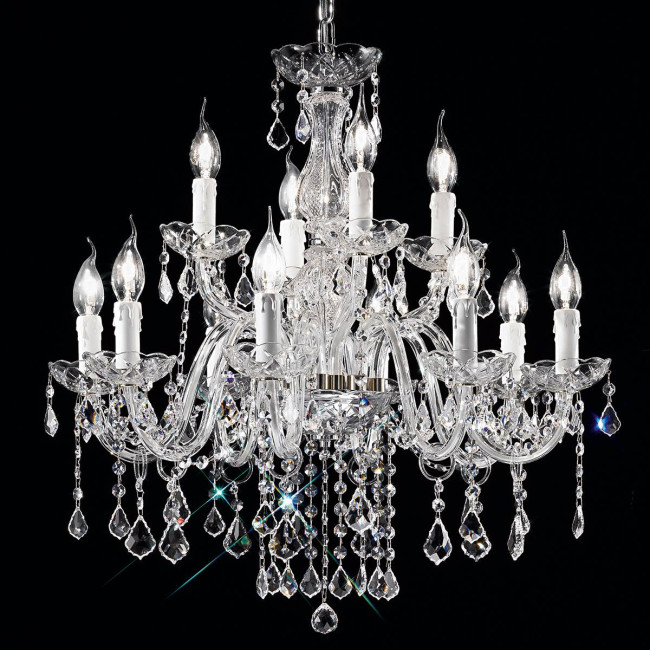 "Alfieri" lampara veneciana en cristal - 8+4 luces - transparente con cristal Asfour