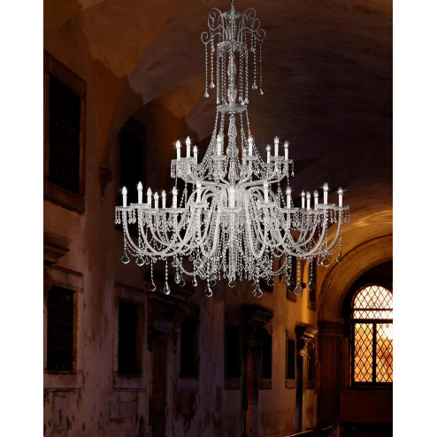 "Agostini" lustre vénitienne en cristal - 10+10+10 lumières - transparent avec Asfour cristal