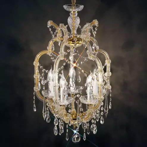 "Baricco" venetian crystal chandelier - 5 lights - transparent with Swarovski pendants